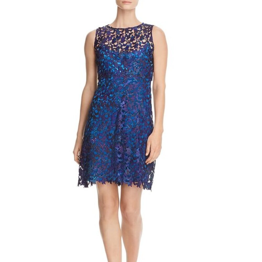 New T Tahari Wortha Lace and Velvet Dress, Sz 2
